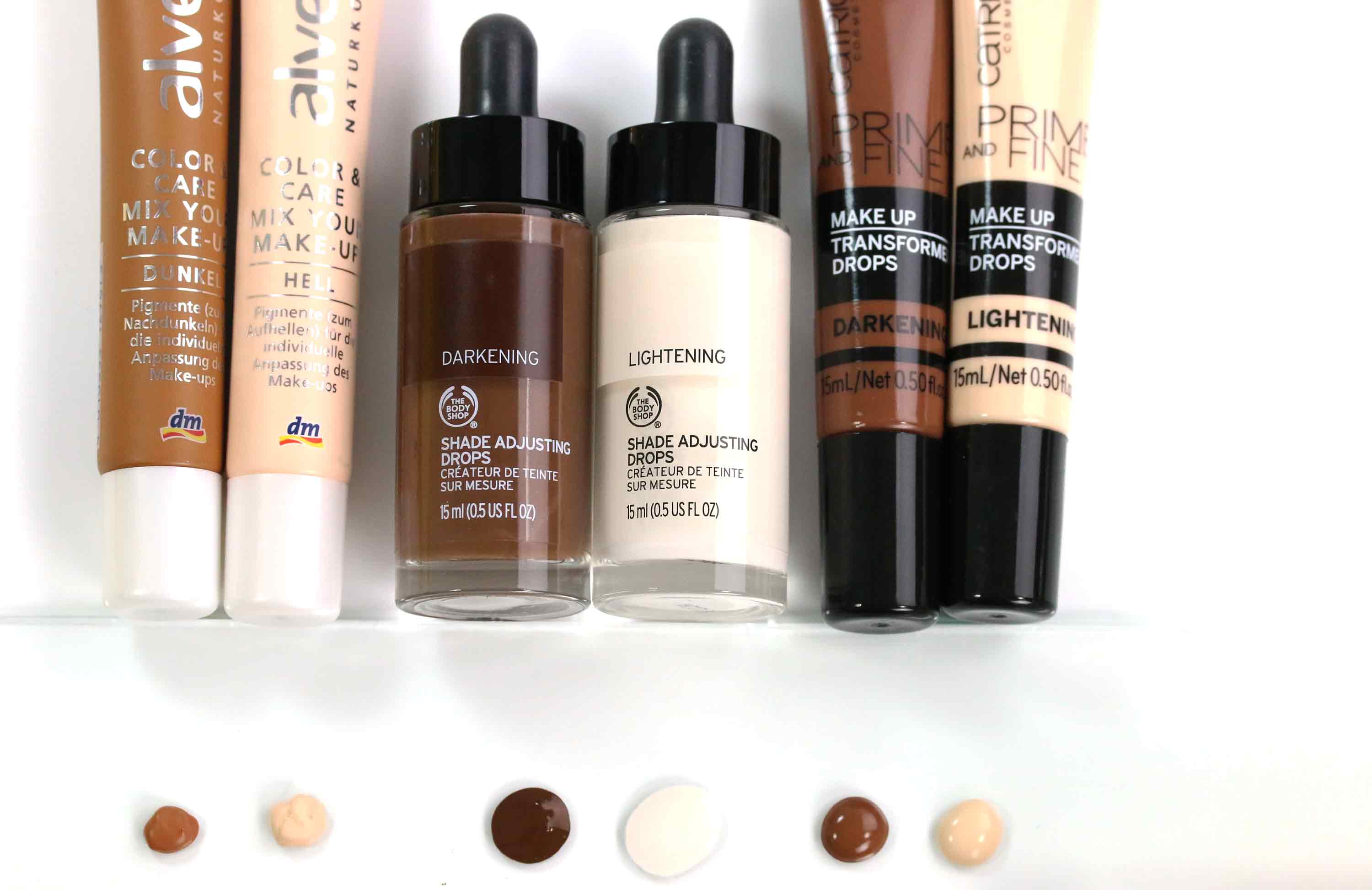 Shade Adjusting Drops Vergleich Foundation Aufhellen Und Verdunkeln Innenaussen