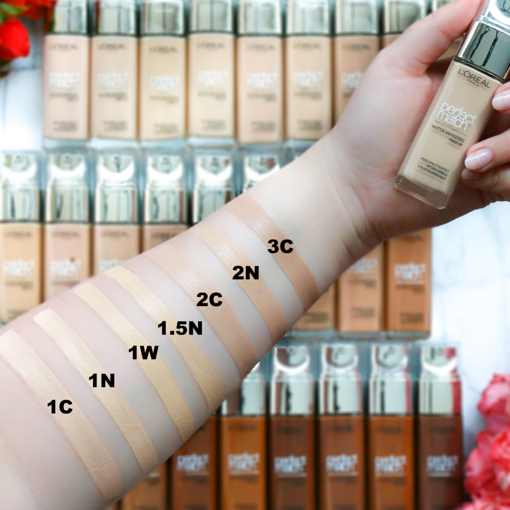 Swatches Loreal Perfect Match Foundation 29 Farben InnenAussen
