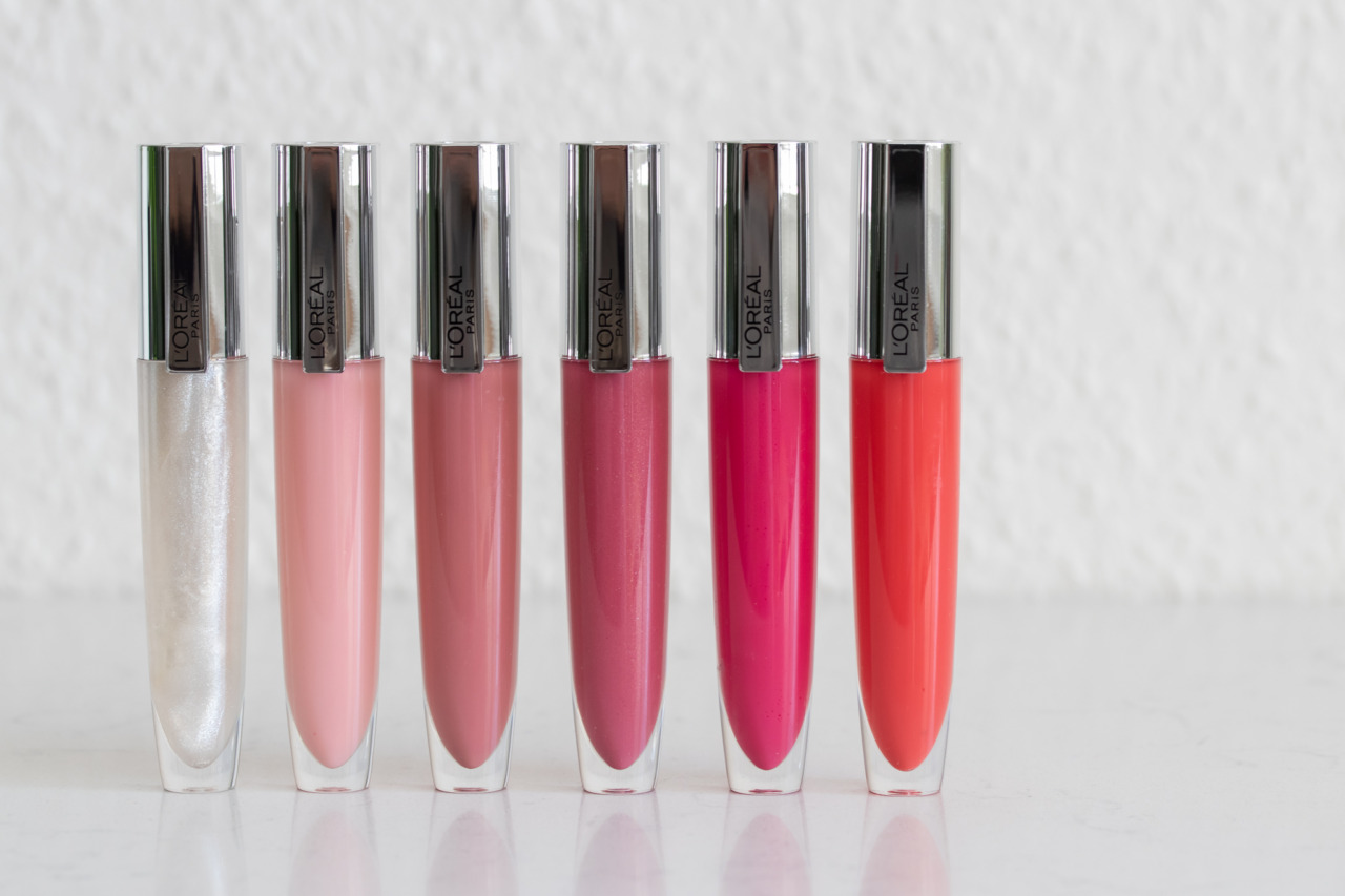 Loreal Plumping Lip Gloss alle 6 Farben mit Tragebildern InnenAussen
